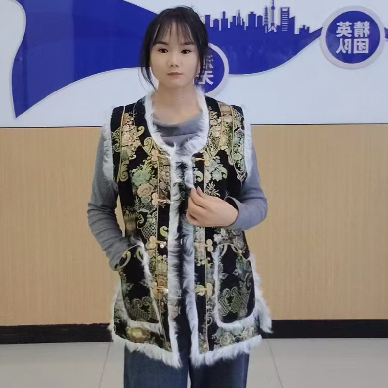 女士藏式羊毛边加绒马甲