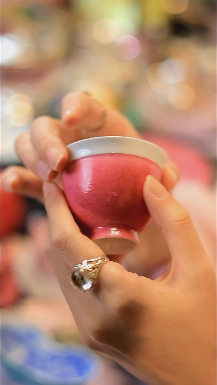 YYT0005荫余堂 胭脂水白覆轮杯