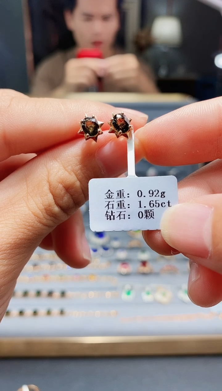 【闪购商品】碧玺耳饰18K金镶嵌1.65.