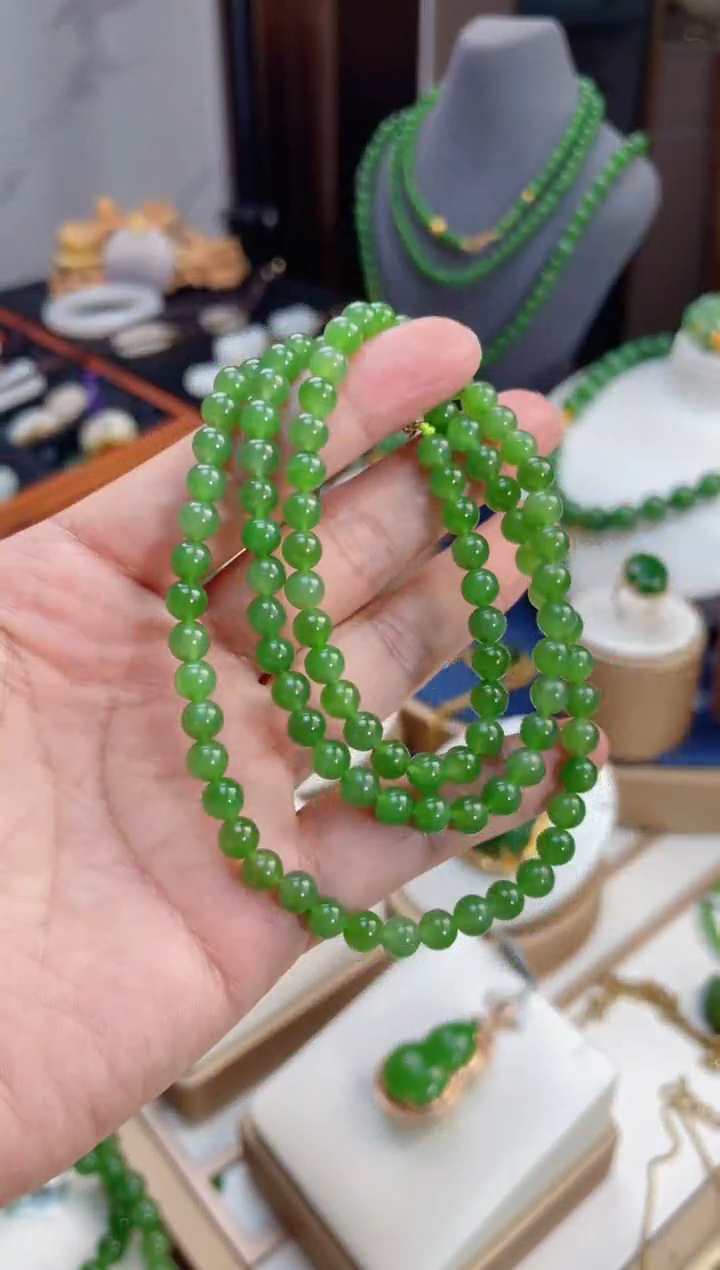 【闪购商品】和田玉项链未镶嵌6mm-中长款