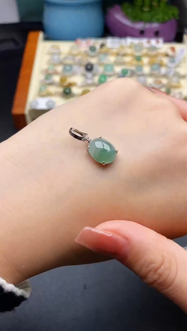 翡翠银S925镶嵌戒指6666666+5