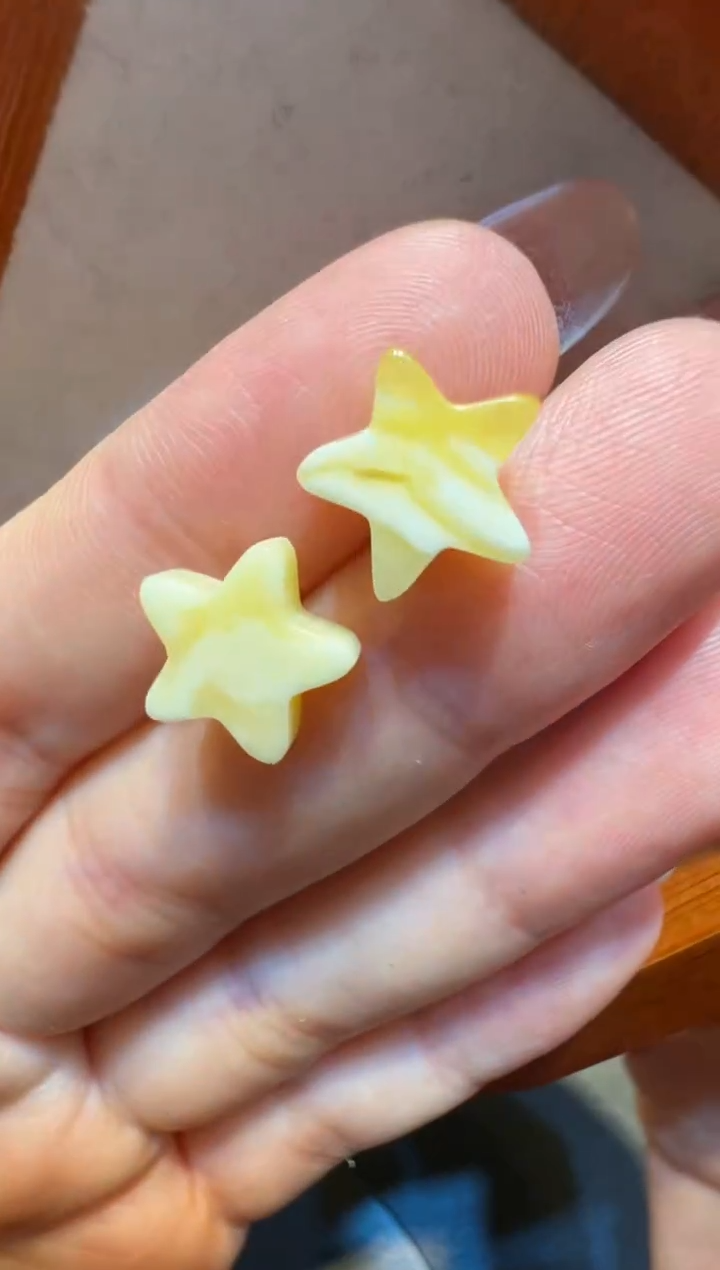 【闪购商品】琥珀珠宝奇石18K金镶嵌星星耳钉