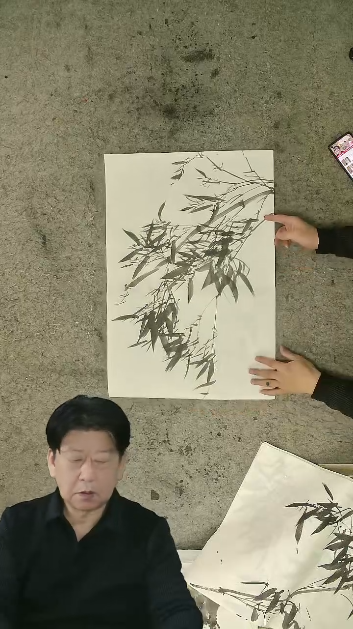 国画四尺三裁 墨竹   