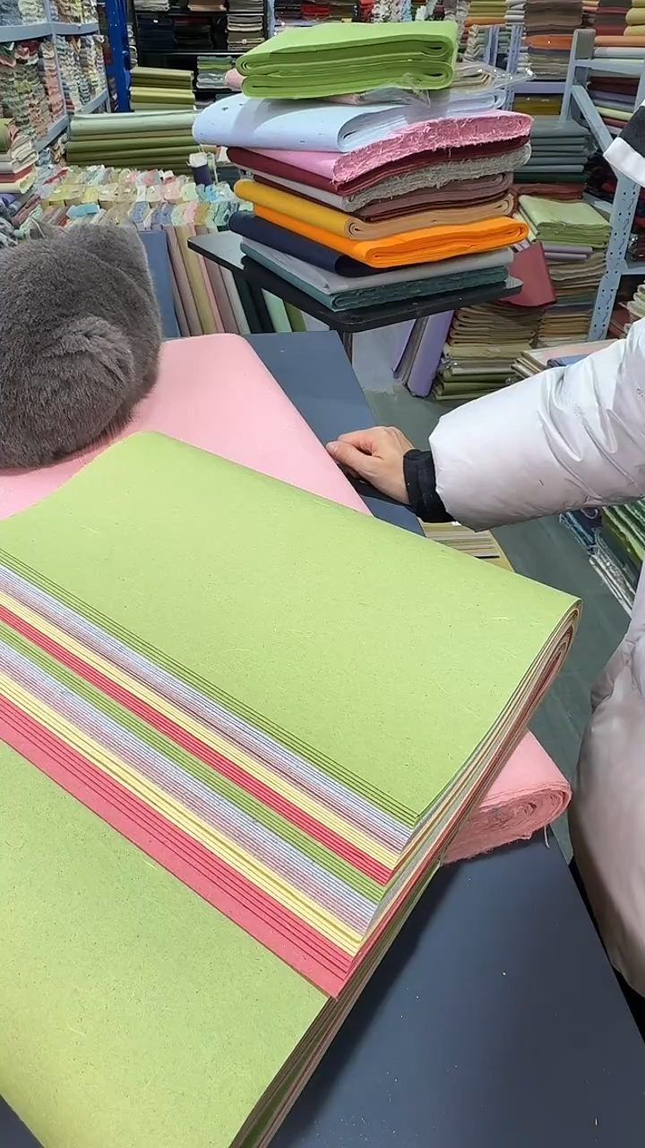 纯手工四尺对开五色50张植物香味楮皮笺