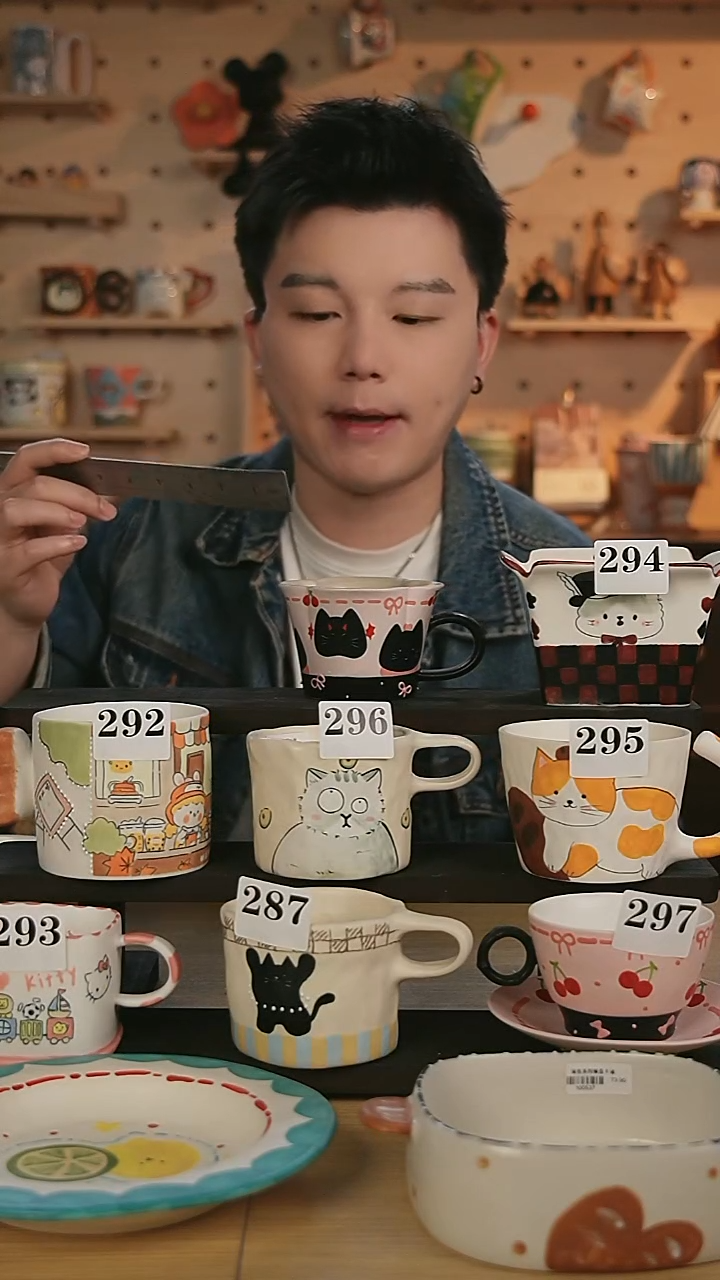 陶瓷手柄款景德镇创意手作手绘卡通杯子5