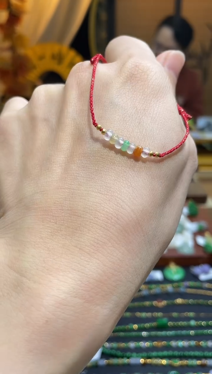 颈饰18K金镶嵌翡翠手绳  百元以下不出证 