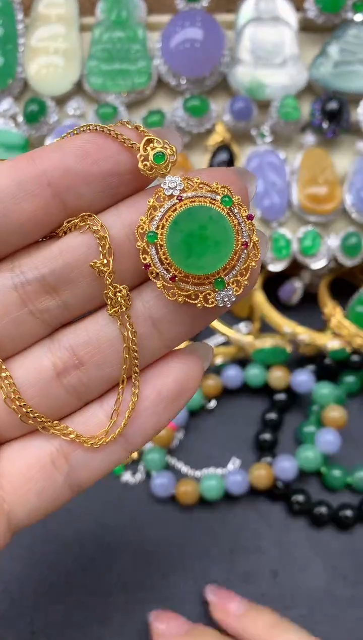 【闪购商品】翡翠颈饰18K金镶嵌197-中国好珍宝