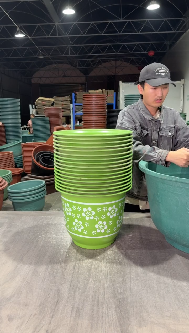 【闪购商品】复合绿色梅花盆38口径，20个