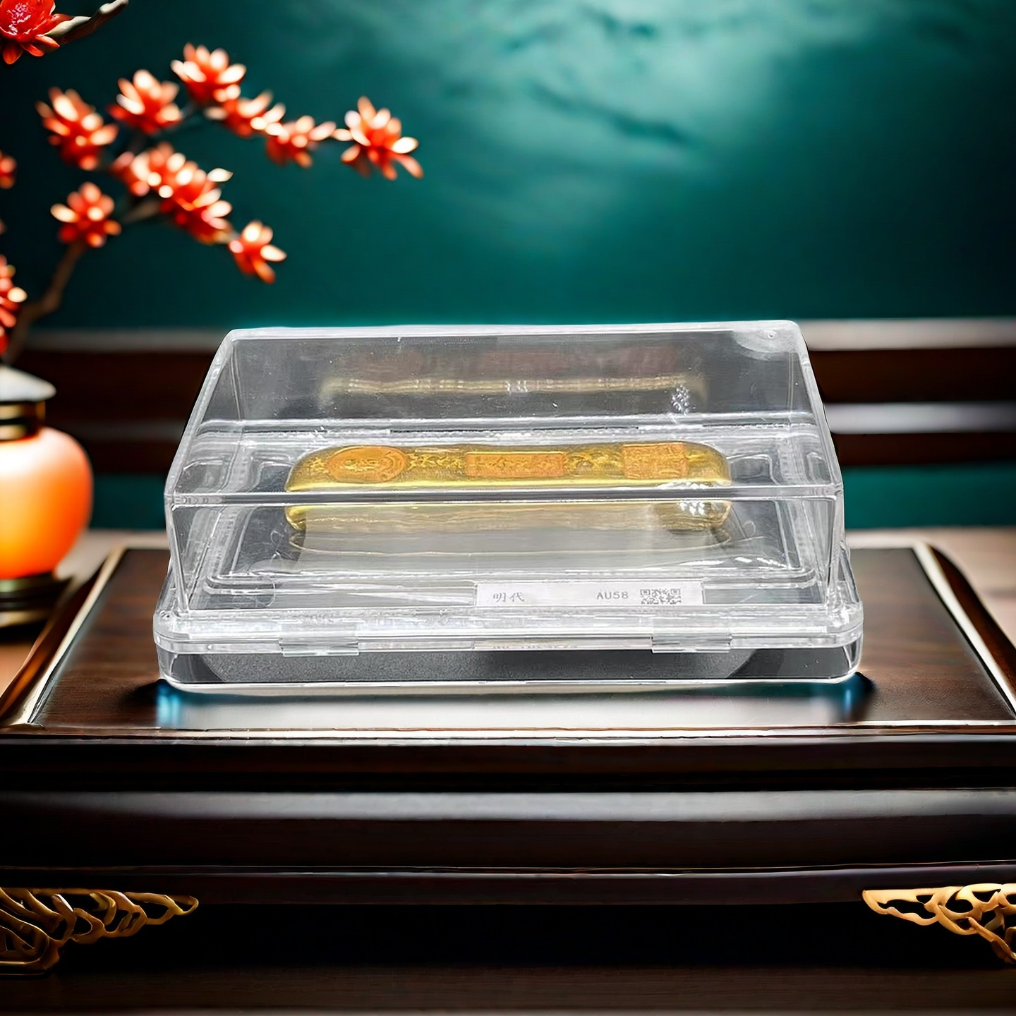 长条金色小黄鱼实心9999 水晶礼盒包装G050