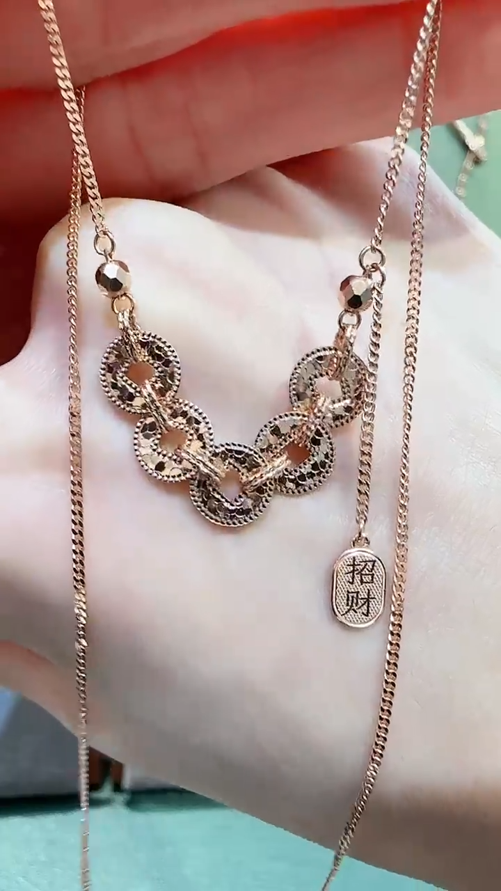 【闪购商品】18K金套链18K金爆闪铜钱套链