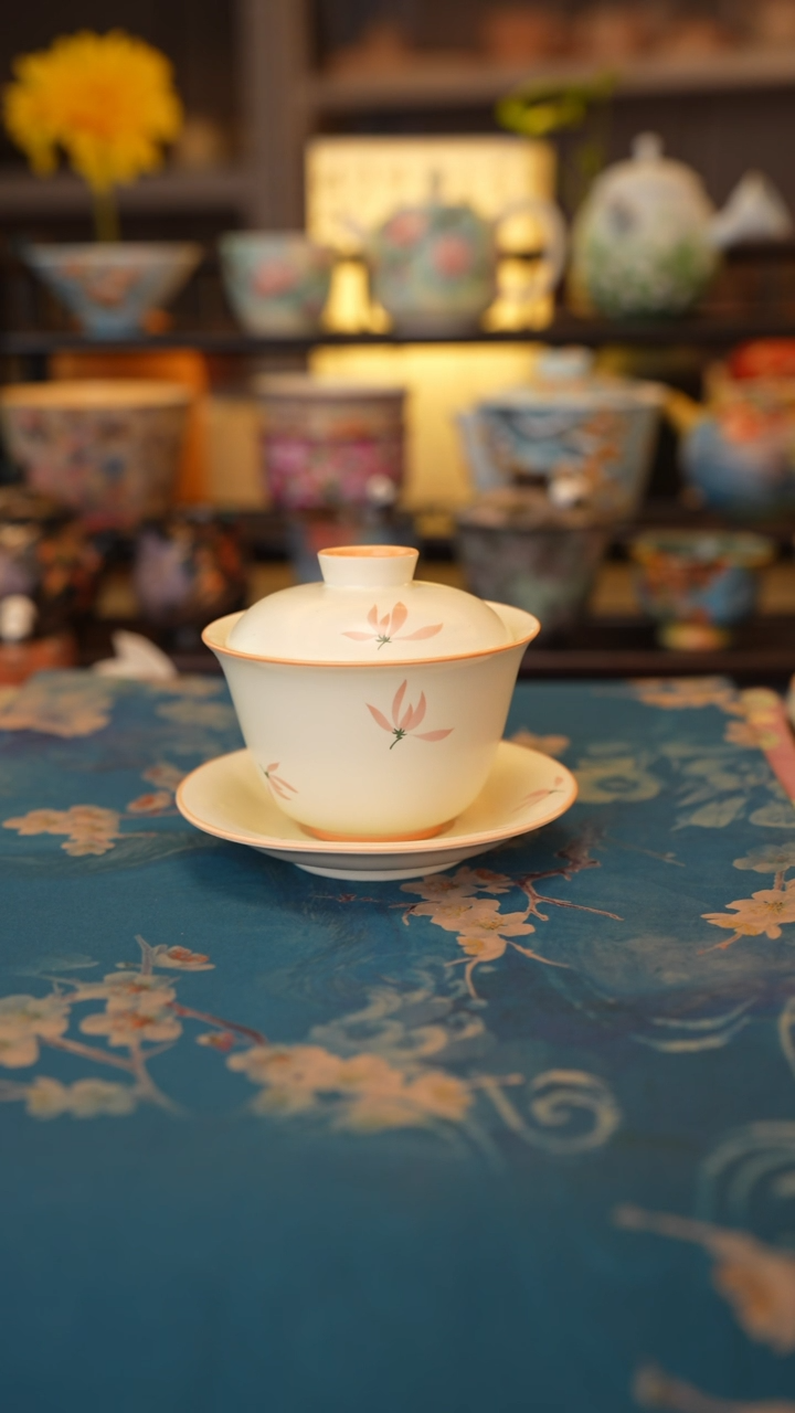 【闪购商品】粉兰花系列 三才盖碗