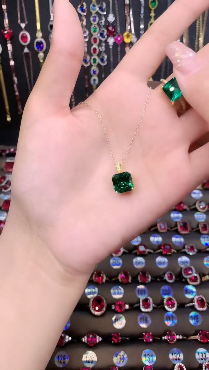 吊坠透辉石银S925镶嵌金色10