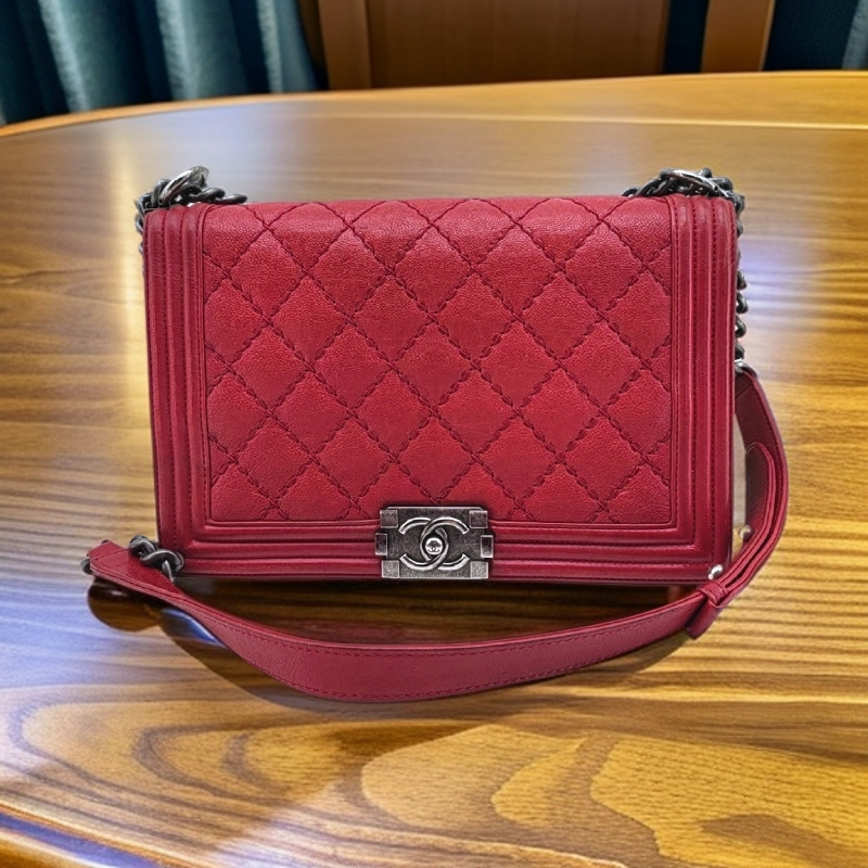95新 Chanel/香奈儿 红色大号leboy单肩包1748 2883