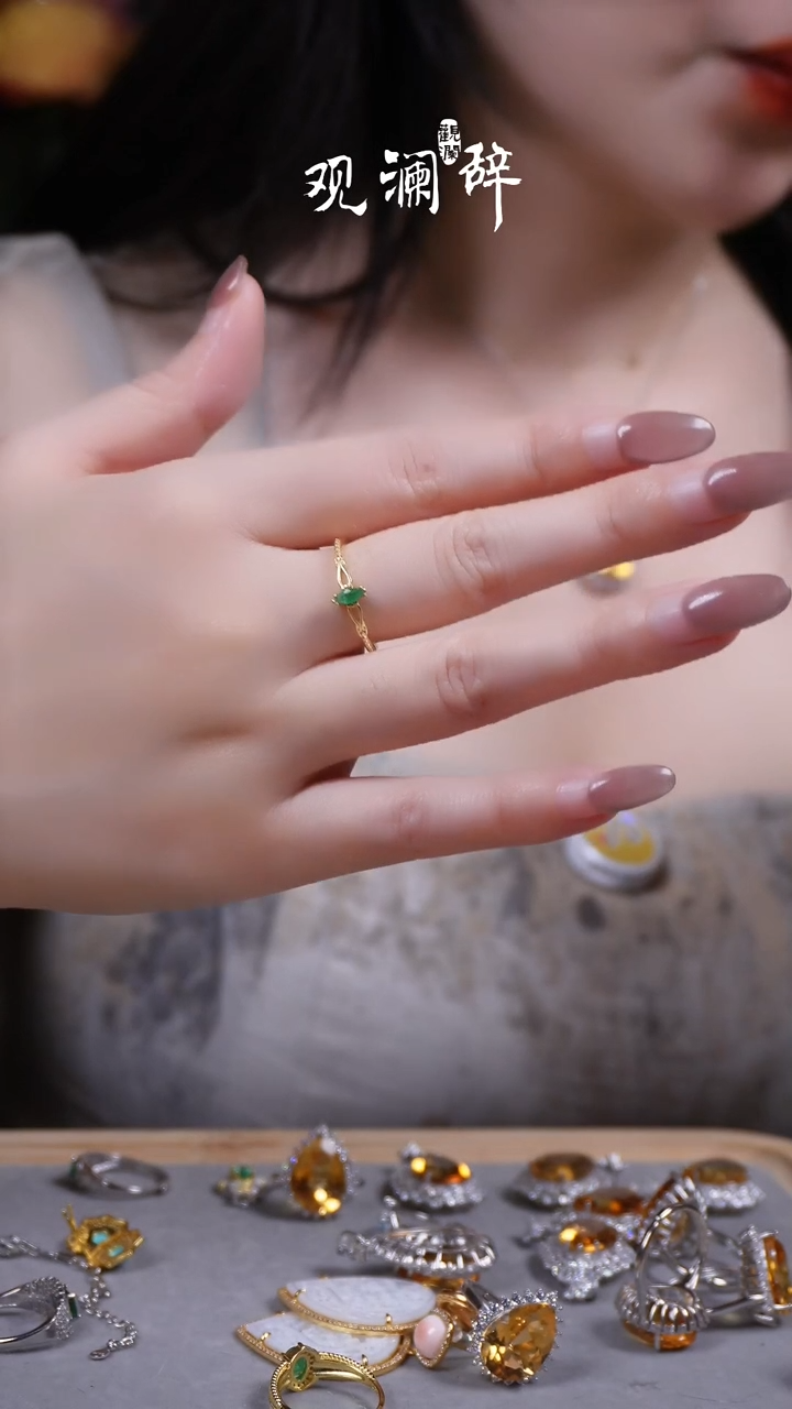 【闪购商品】祖母绿戒指银S925镶嵌戒指