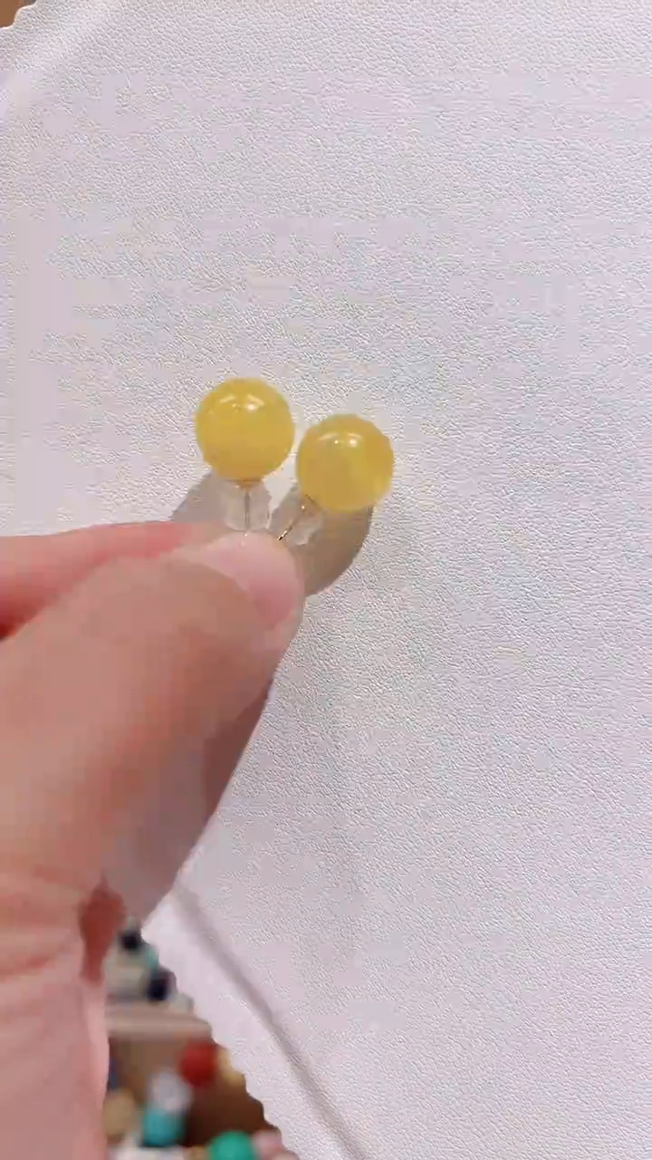 蜜蜡18K金镶嵌耳饰蜜蜡11+（多样性发其一）