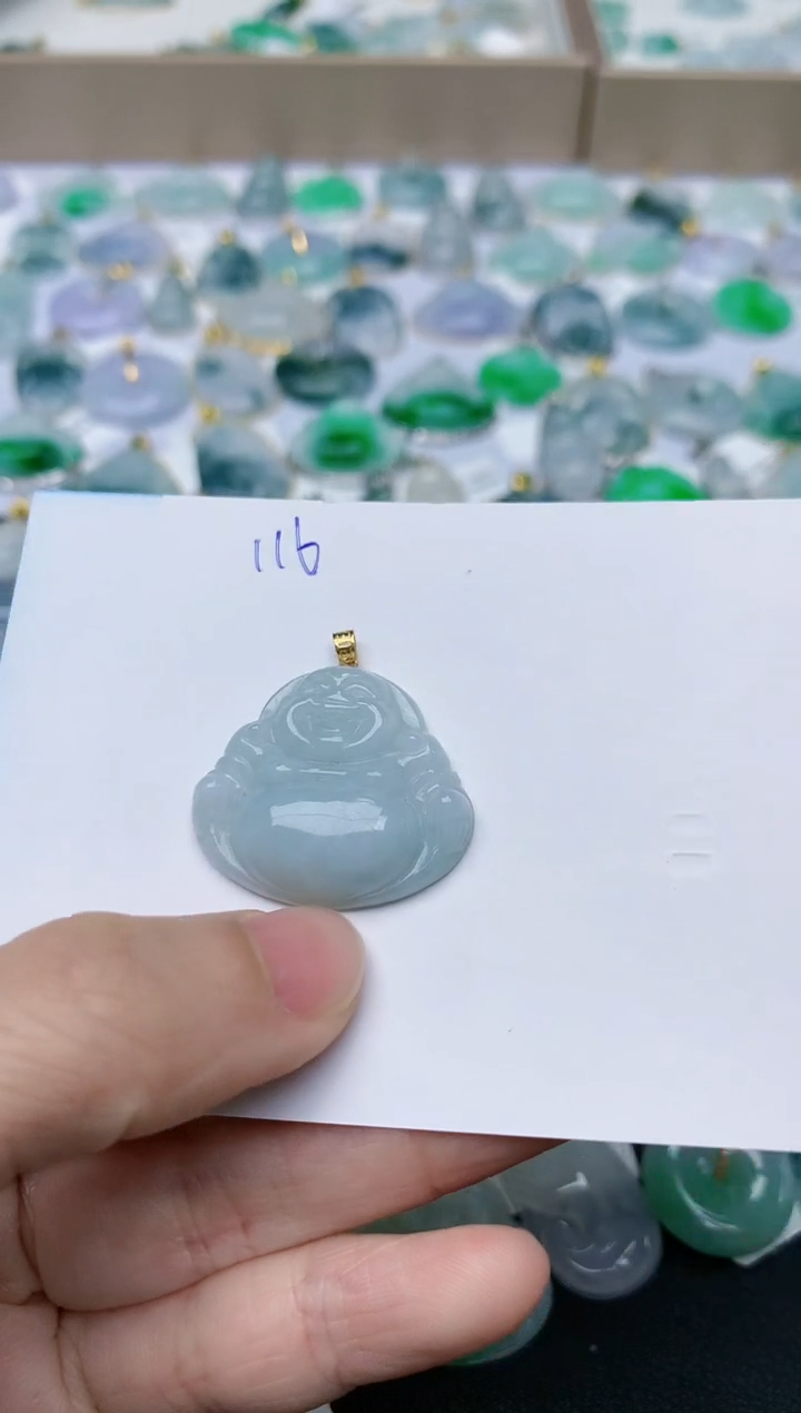 【闪购商品】翡翠颈饰18K金镶嵌天然翡翠A货    