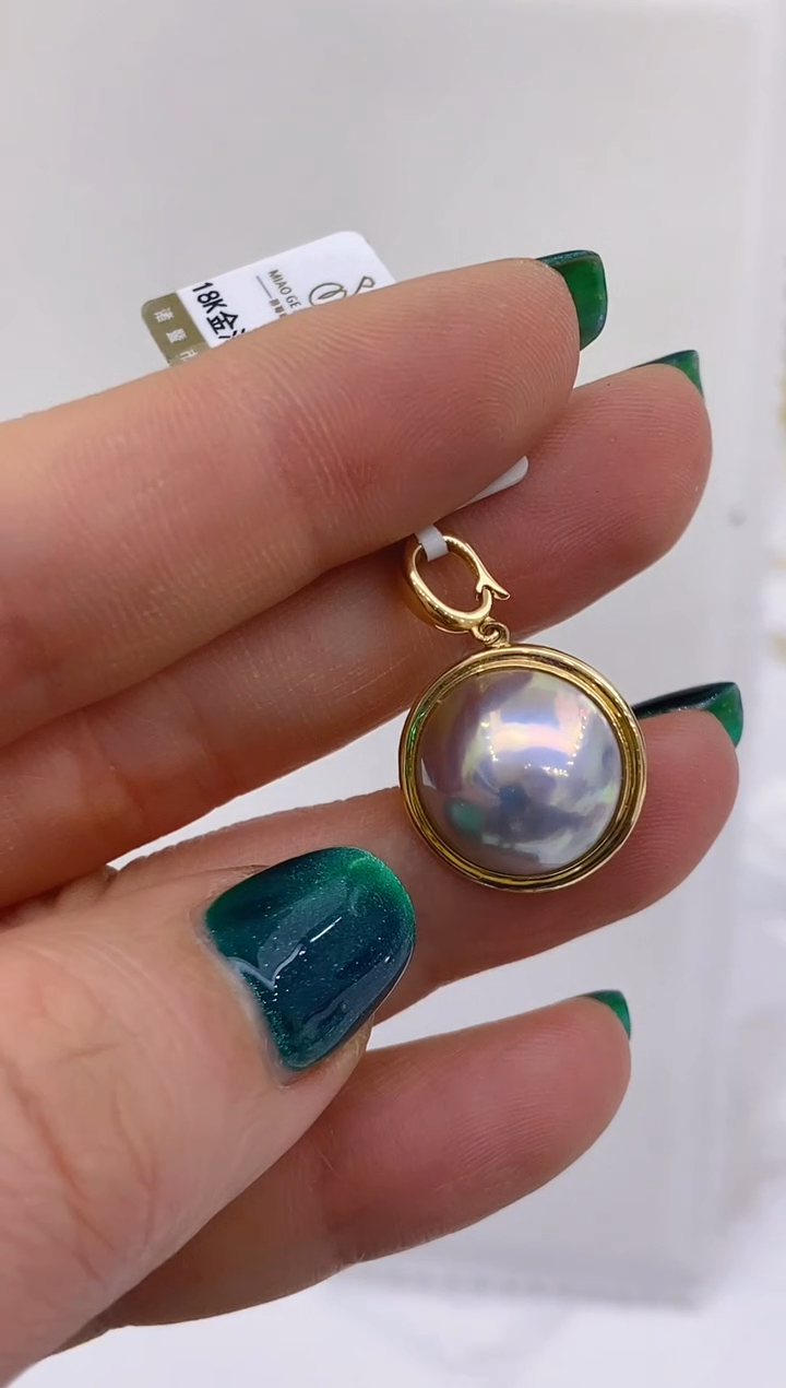 【闪购商品】拼合珍珠（马贝珠）吊坠18K金镶嵌157