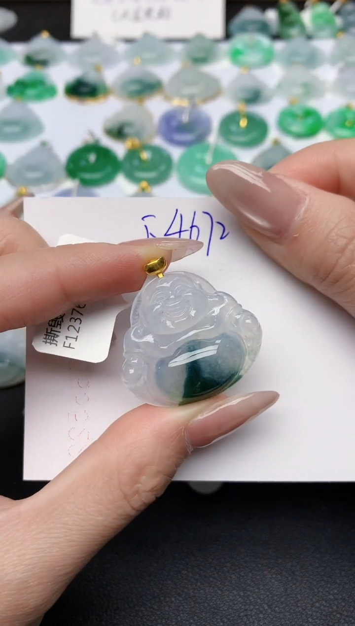 颈饰18K金镶嵌翡翠天然缅甸A货翡翠百元以上9元证书费自理