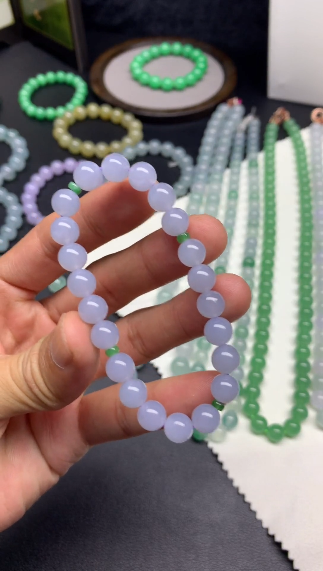 未镶嵌手链翡翠天然缅甸翡翠A货细糯紫罗兰手串卡8mm