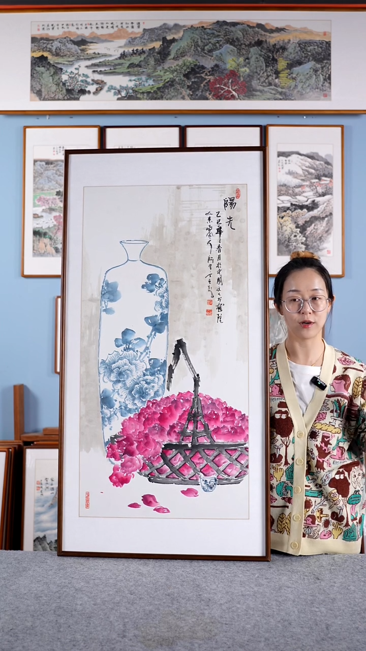 【闪购商品】国画阿里丁《阳光/玫瑰平安》含框122*62