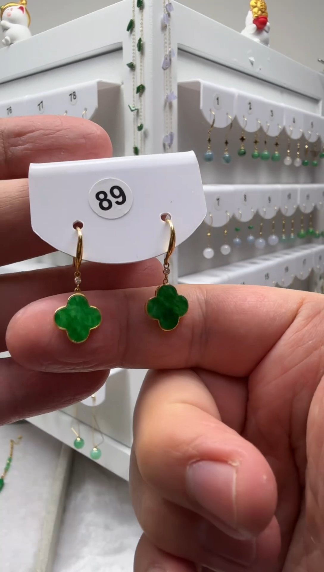 18K金镶嵌翡翠耳饰缅甸天然翡翠a货