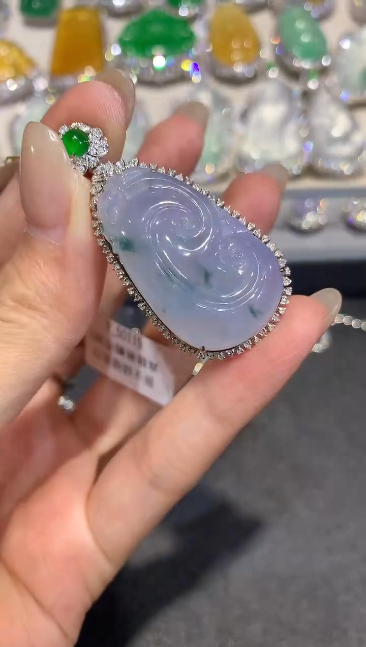 【闪购商品】翡翠吊坠(不含链)18K金镶嵌q301   紫货有色差