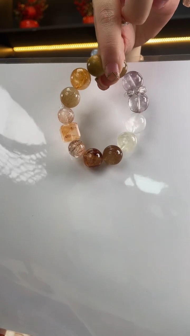 未镶嵌手串水晶黄塔胶花方糖手串