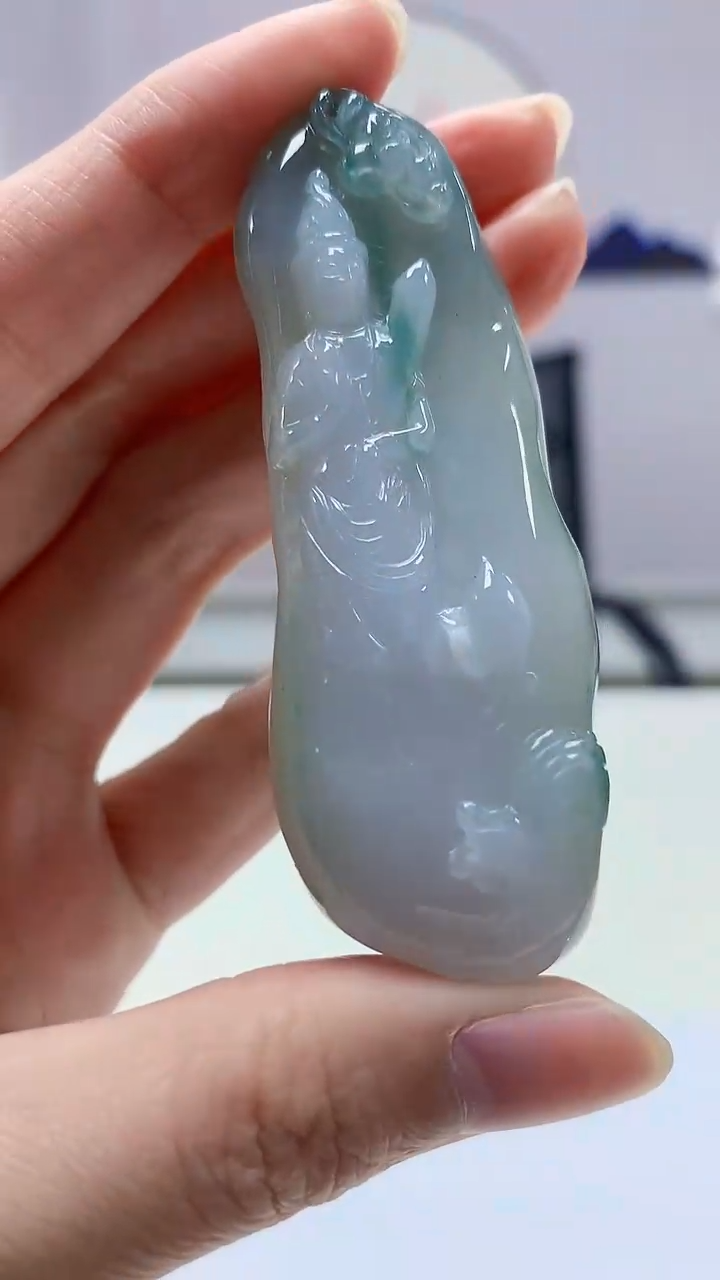 【闪购商品】定制翡翠未镶嵌5028zm-毛货挂件观音197