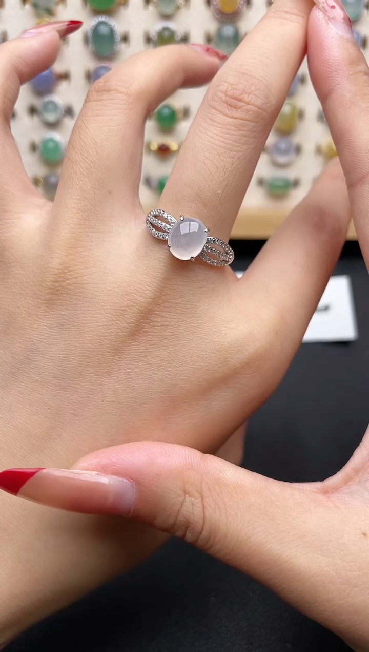 【闪购商品】翡翠戒指银S925镶嵌一物一证一礼盒