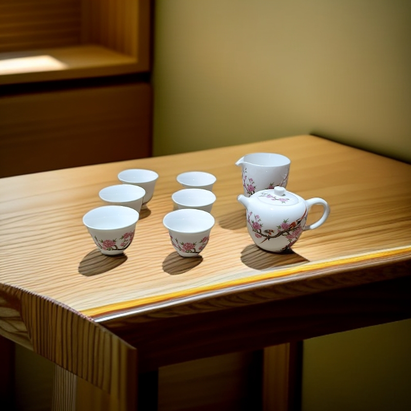 ZY-DP-A453水点桃花8件套茶具礼盒装