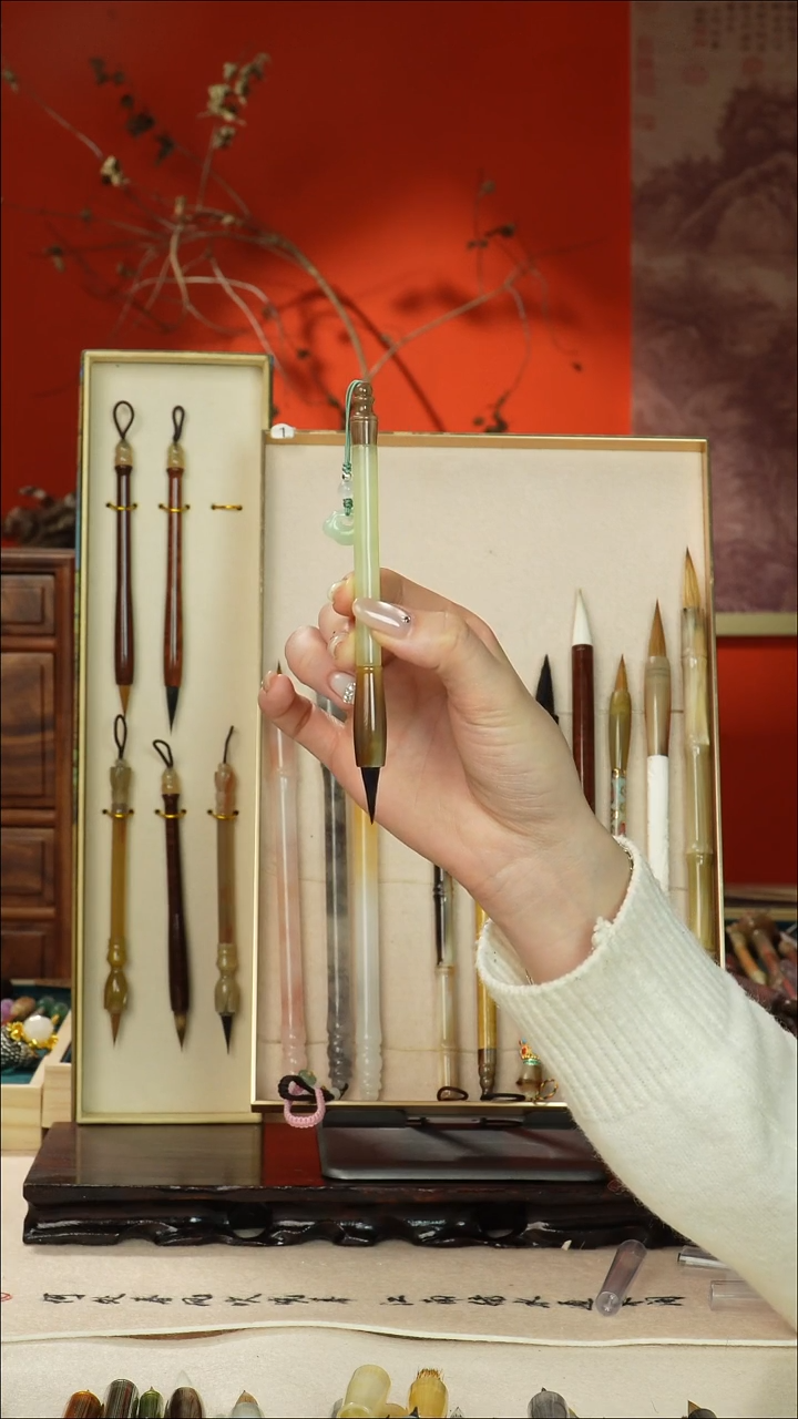 158号闪孤品高货毛笔链接 清水试笔 蘸墨不退