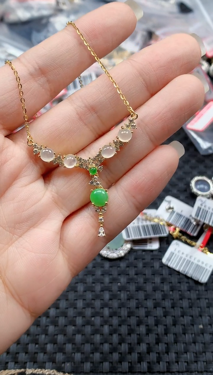 银S925镶嵌戒指翡翠天然A货缅甸翡翠