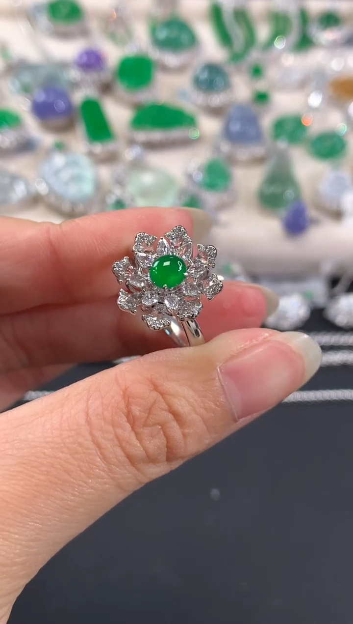 【闪购商品】翡翠戒指18K金镶嵌A330|13800