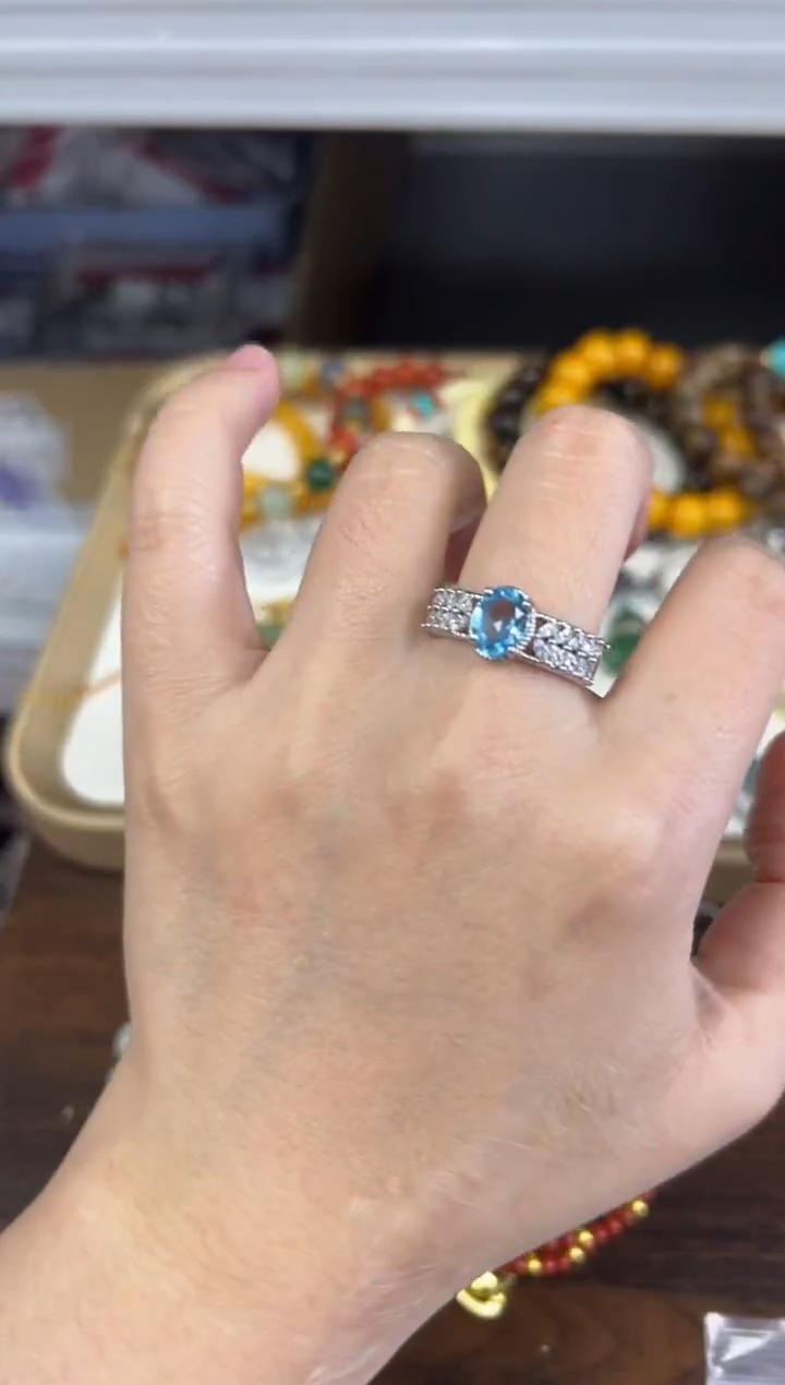 未镶嵌戒指托帕石瑞士蓝托帕蛋面镶嵌款戒指[49]