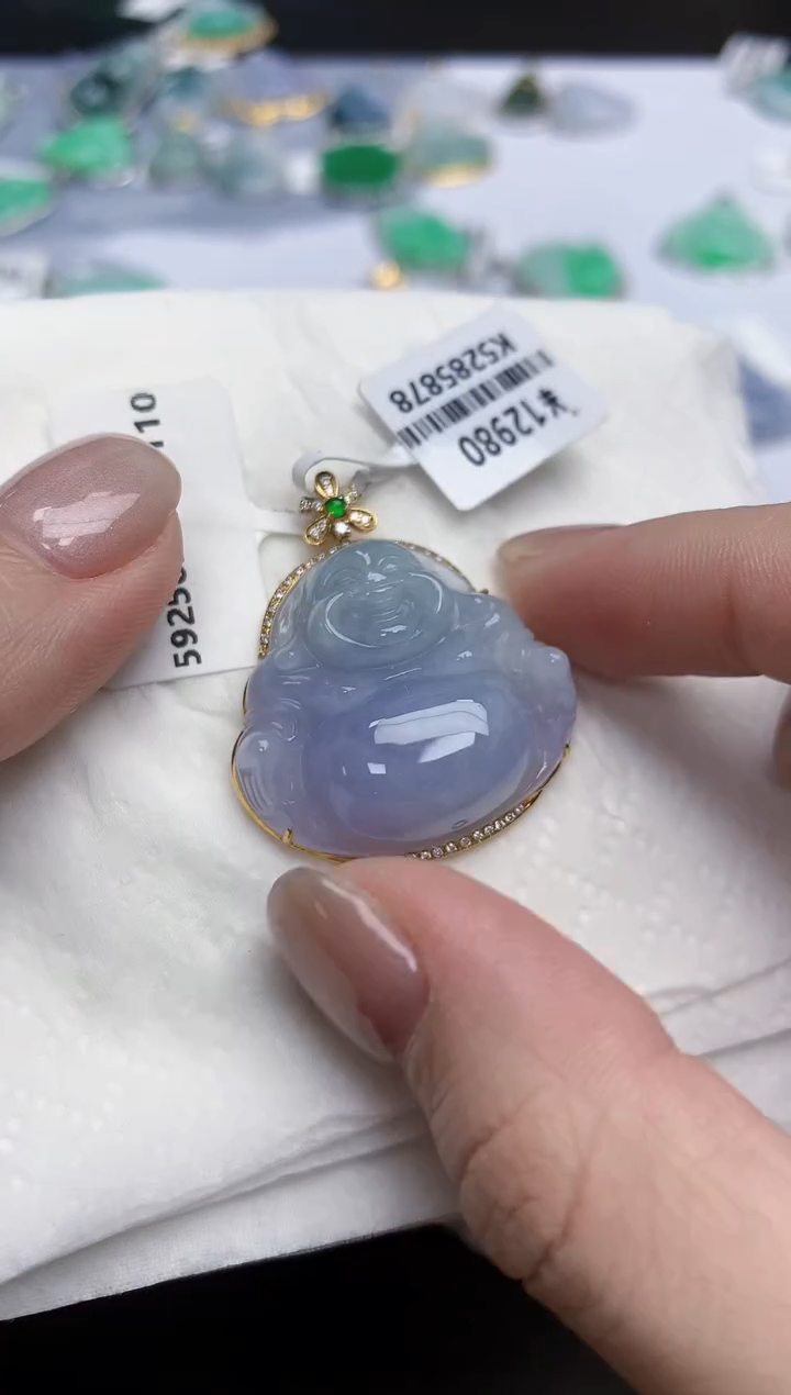 【闪购商品】翡翠颈饰18K金镶嵌天然缅甸翡翠A货