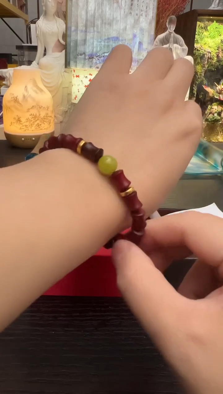 紫光檀单圈夜明珠手串