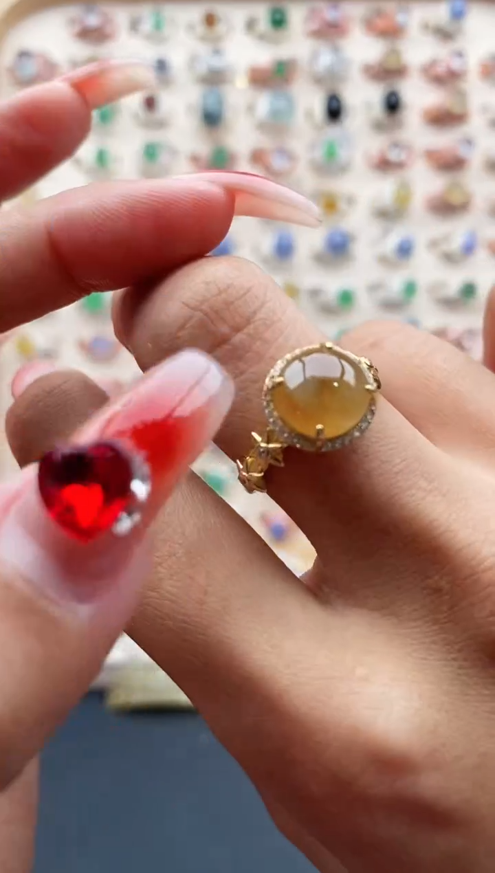 【闪购商品】翡翠戒指银S925镶嵌缅甸天然A货翡翠222   2-7