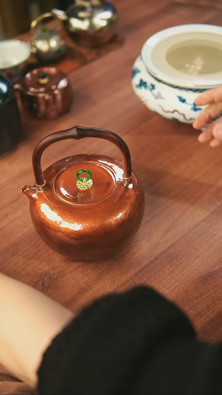 【闪购商品】SJY-132号烤色锤纹藤梁壶