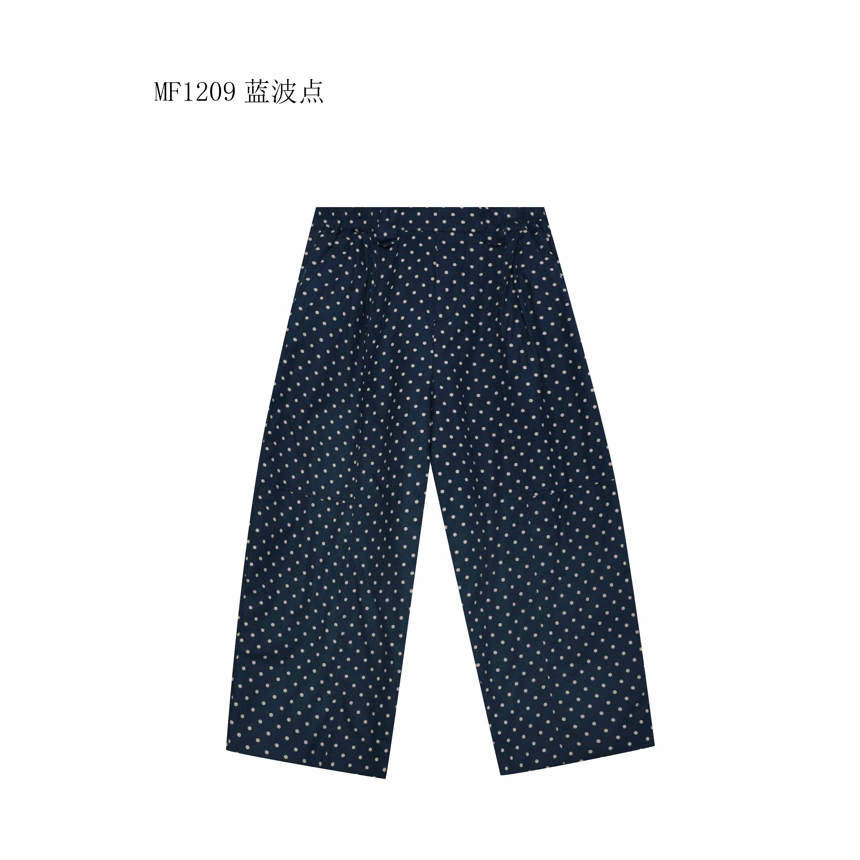 【麻訪家】MF1209蓝波点文艺复古舒适保暖百搭加厚麻棉裤