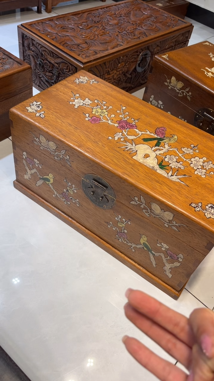 【闪购商品】木喜上眉梢螺钿首饰箱