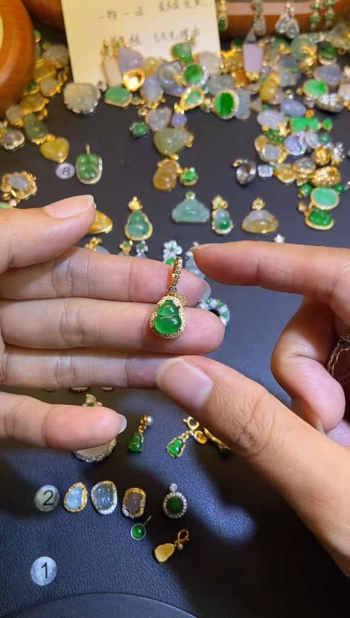 吊坠(不含链)银S925镶嵌翡翠1