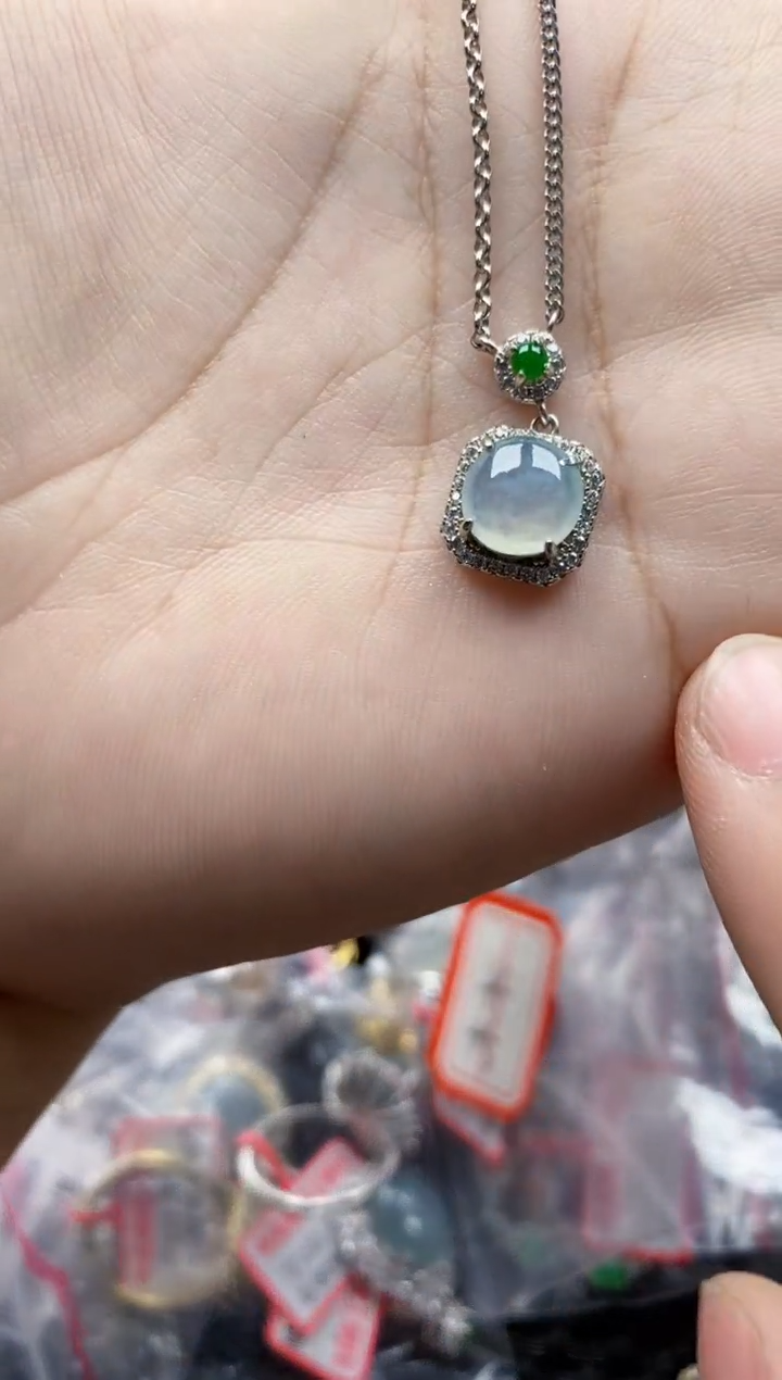 翡翠戒指银S925镶嵌6666---1