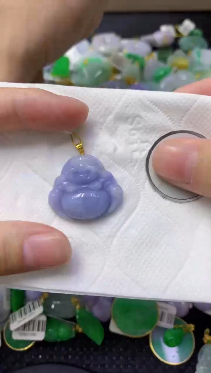 颈饰18K金镶嵌翡翠天然缅甸翡翠A货