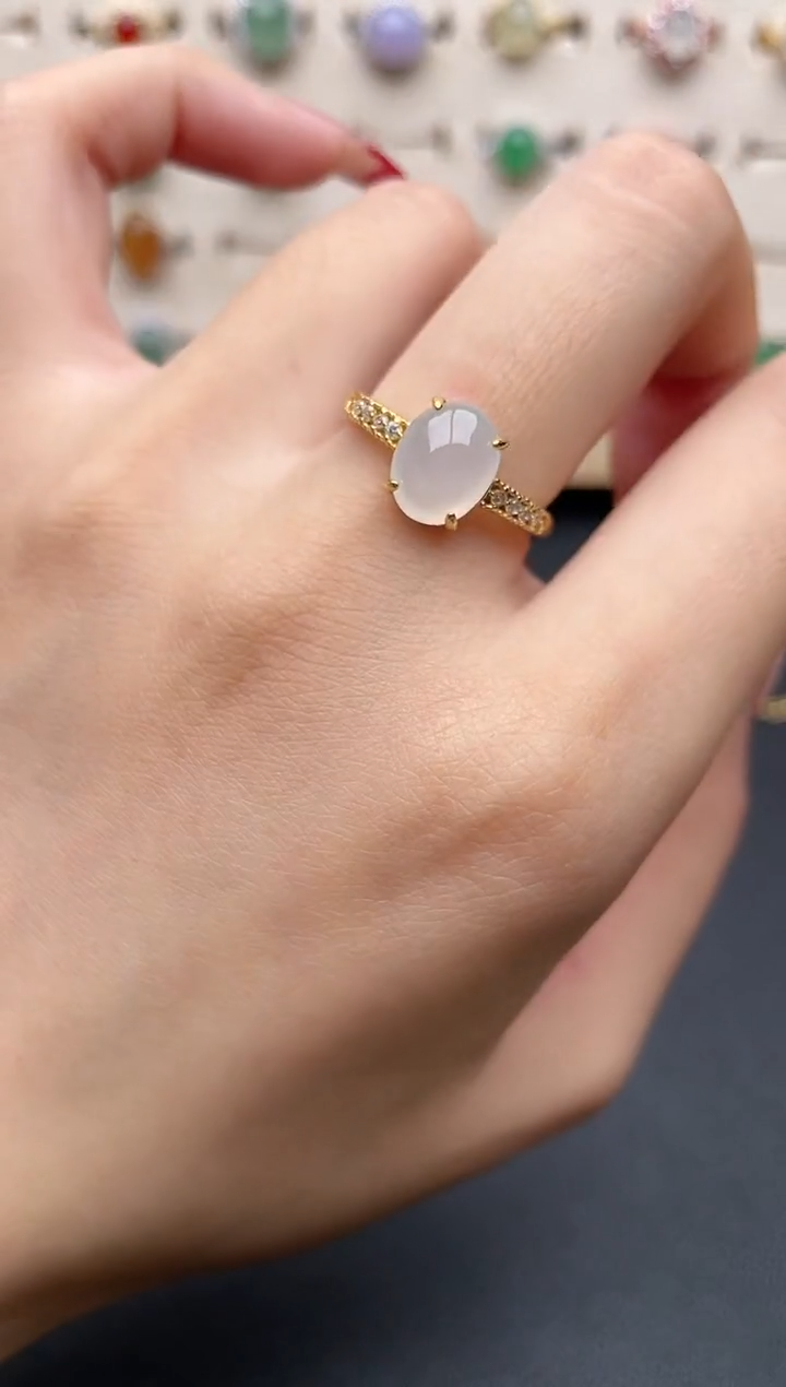 【闪购商品】翡翠戒指银S925镶嵌一物一证一礼盒