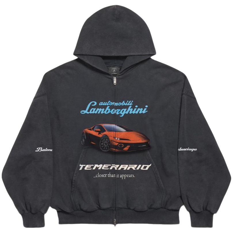 未使用 Balenciaga/巴黎世家 印花拉链连帽卫衣