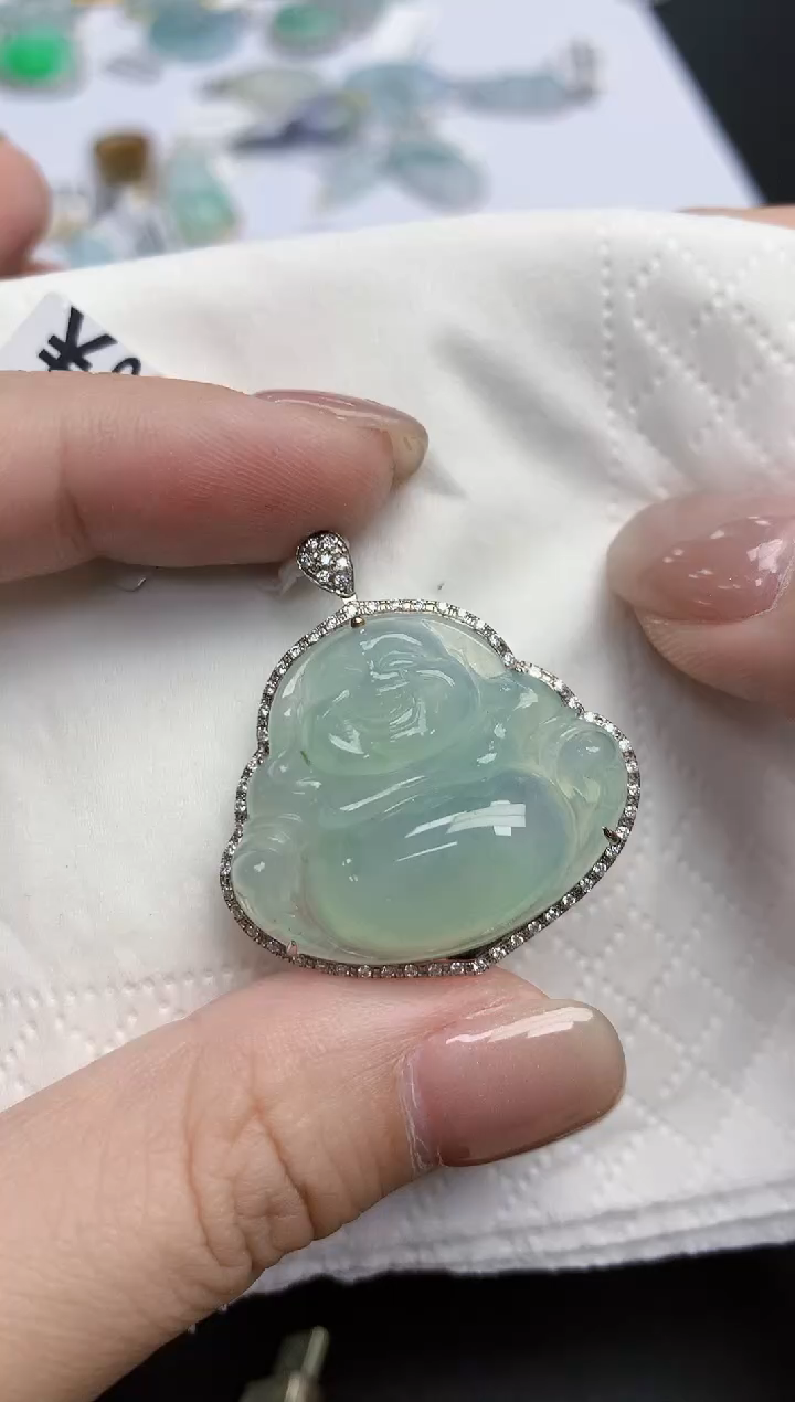 【闪购商品】翡翠颈饰18K金镶嵌天然缅甸翡翠A货