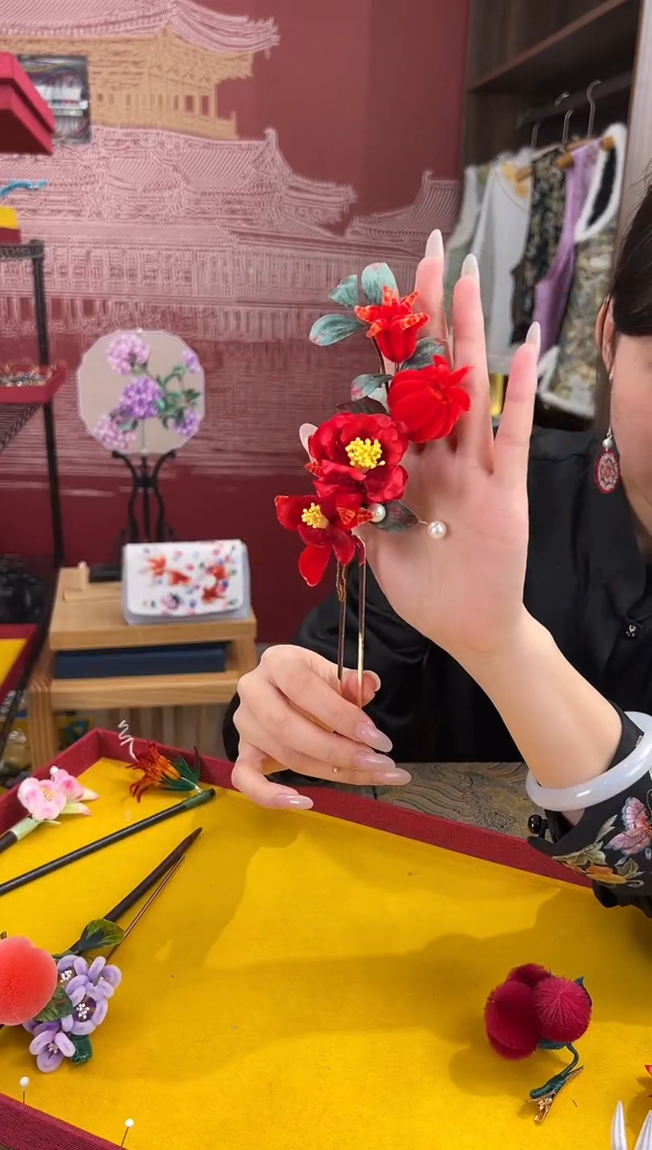 【闪购商品】刺绣 非遗绒花（发饰）