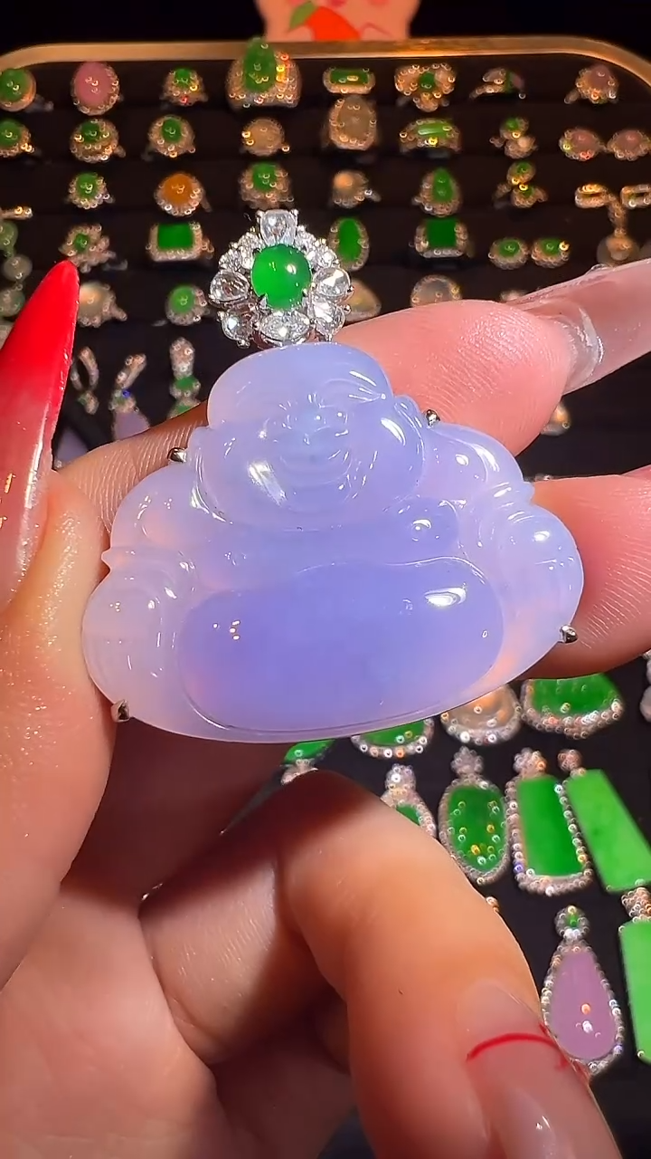 吊坠(不含链)18K金镶嵌翡翠吊坠