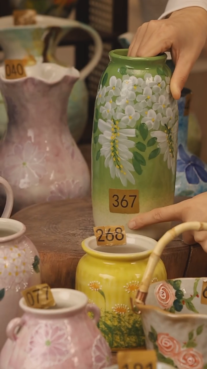 陶瓷景德镇设计师手作花器摆件侘寂风@M367@