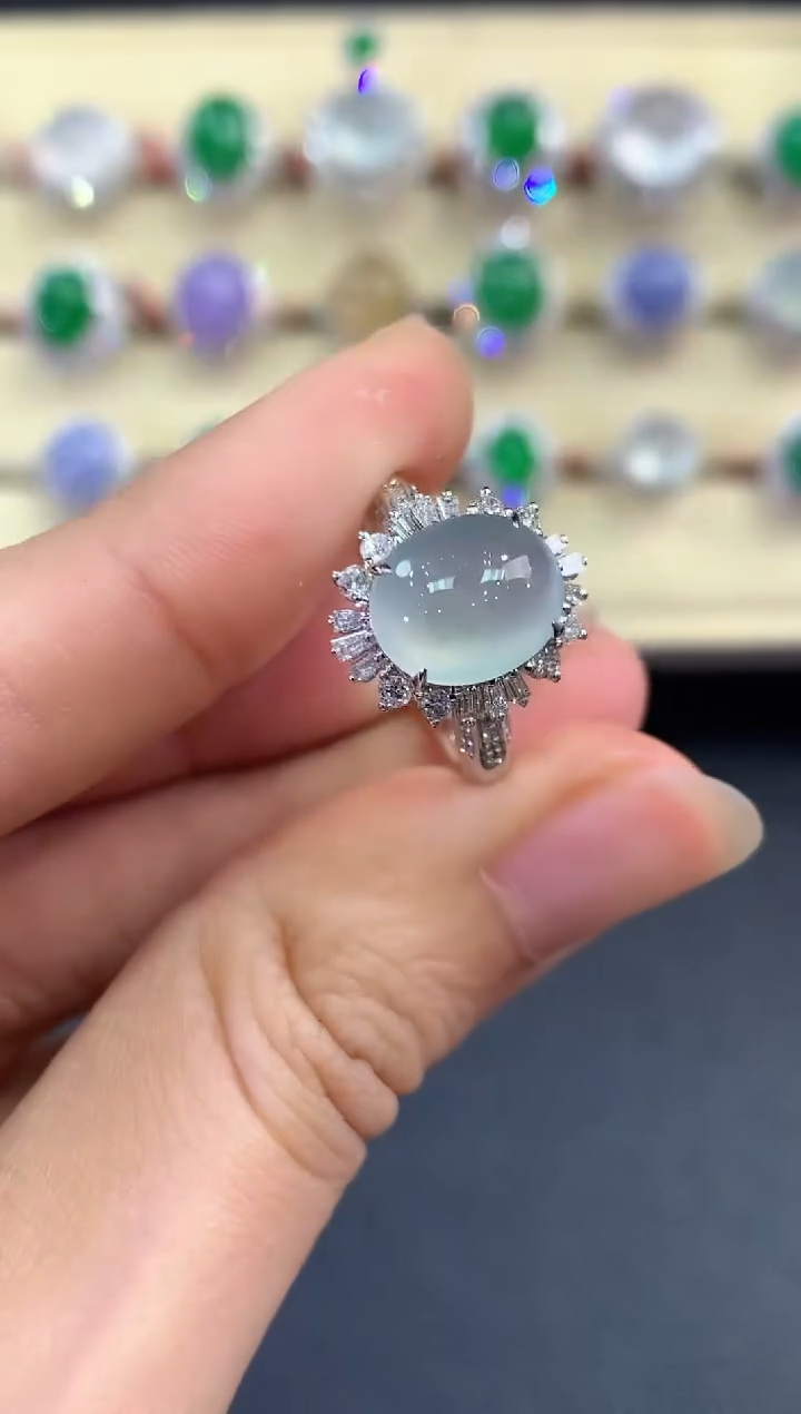 【闪购商品】翡翠戒指18K金镶嵌 B130